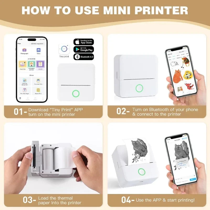 Thermal Mini Printer – Portable Inkless Photo & Label Printer